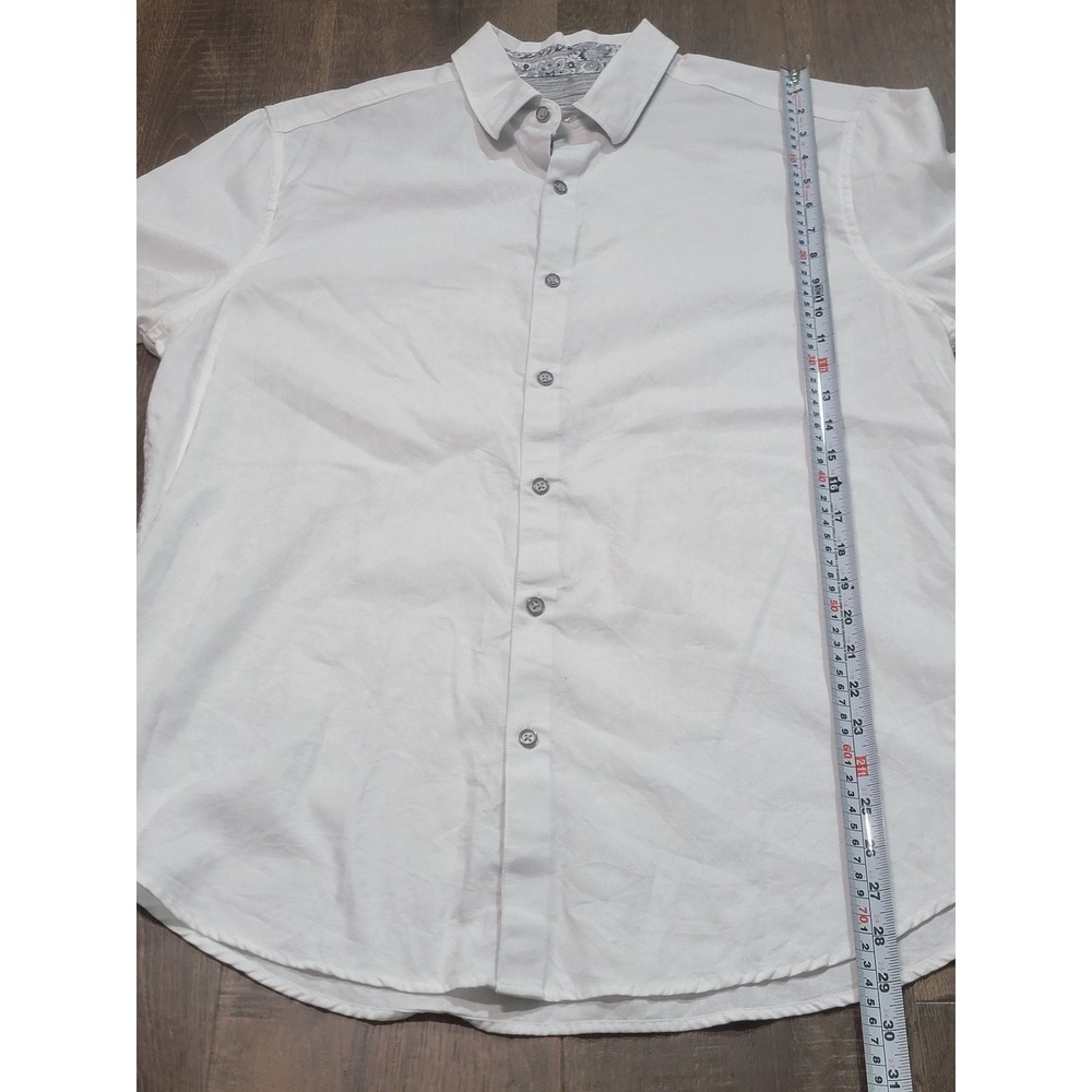 Robert Graham White Jacquard Paisley Short Sleeve Button Down Shirt Mens XL